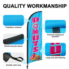 8Ft Donuts Blue Feather Flag Pole Kit