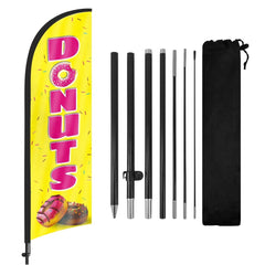 8Ft Donuts Yellow Feather Flag Pole Kit
