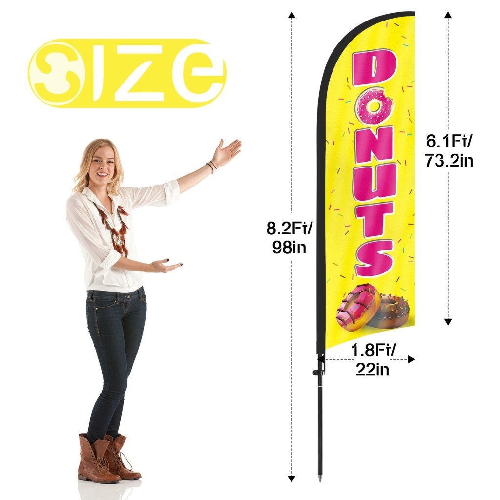 8Ft Donuts Yellow Feather Flag Pole Kit