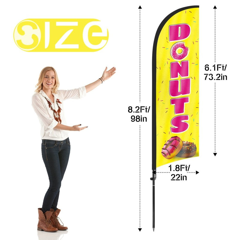 8Ft Donuts Yellow Feather Flag Pole Kit