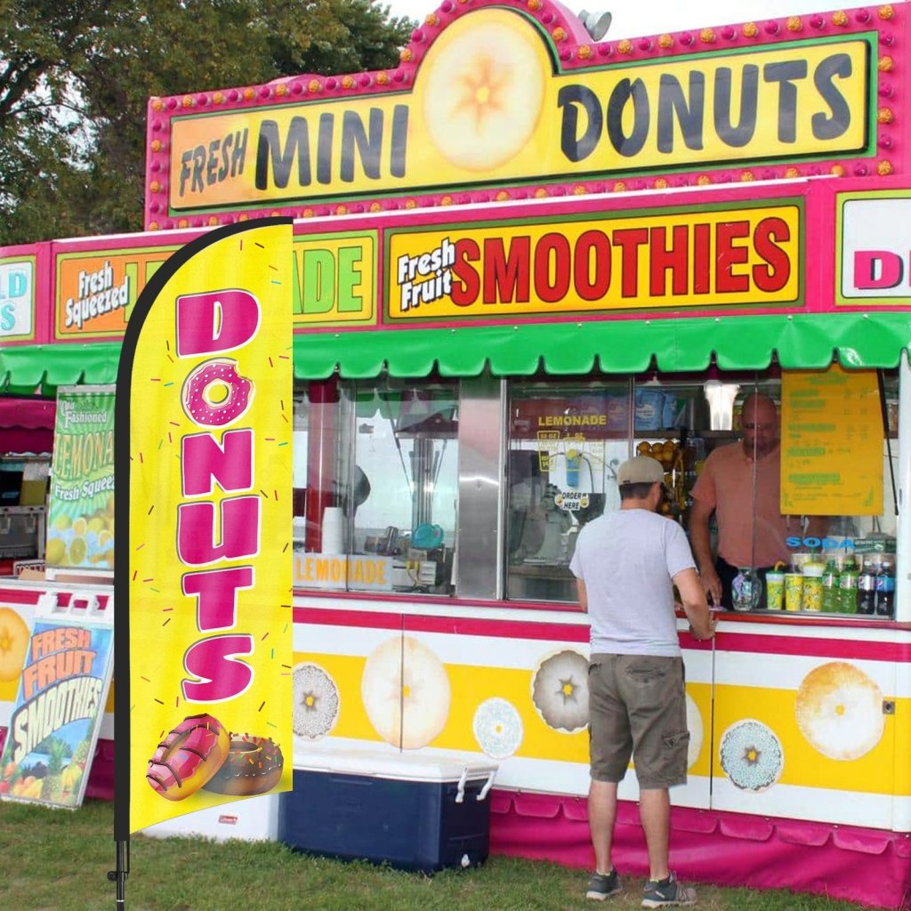 8Ft Donuts Yellow Feather Flag Pole Kit