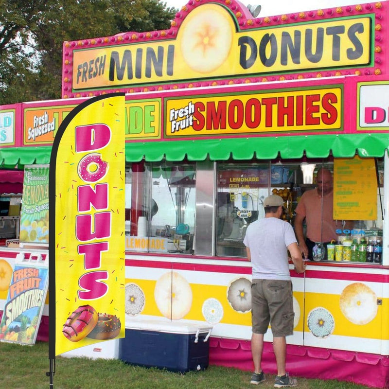 8Ft Donuts Yellow Feather Flag Pole Kit