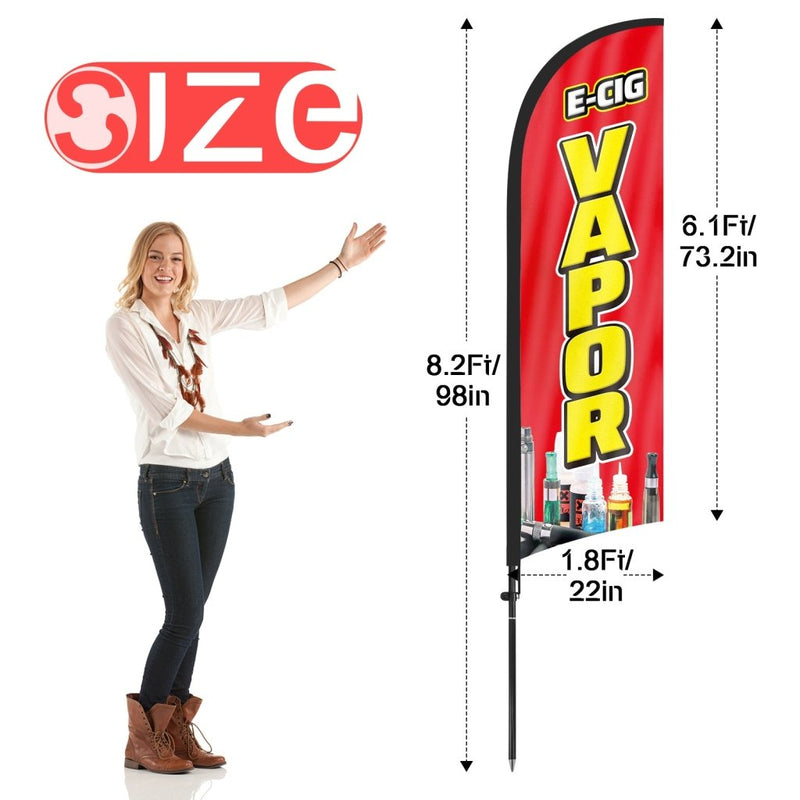 8ft E - cig Vapor Feather Flag With Pole kit