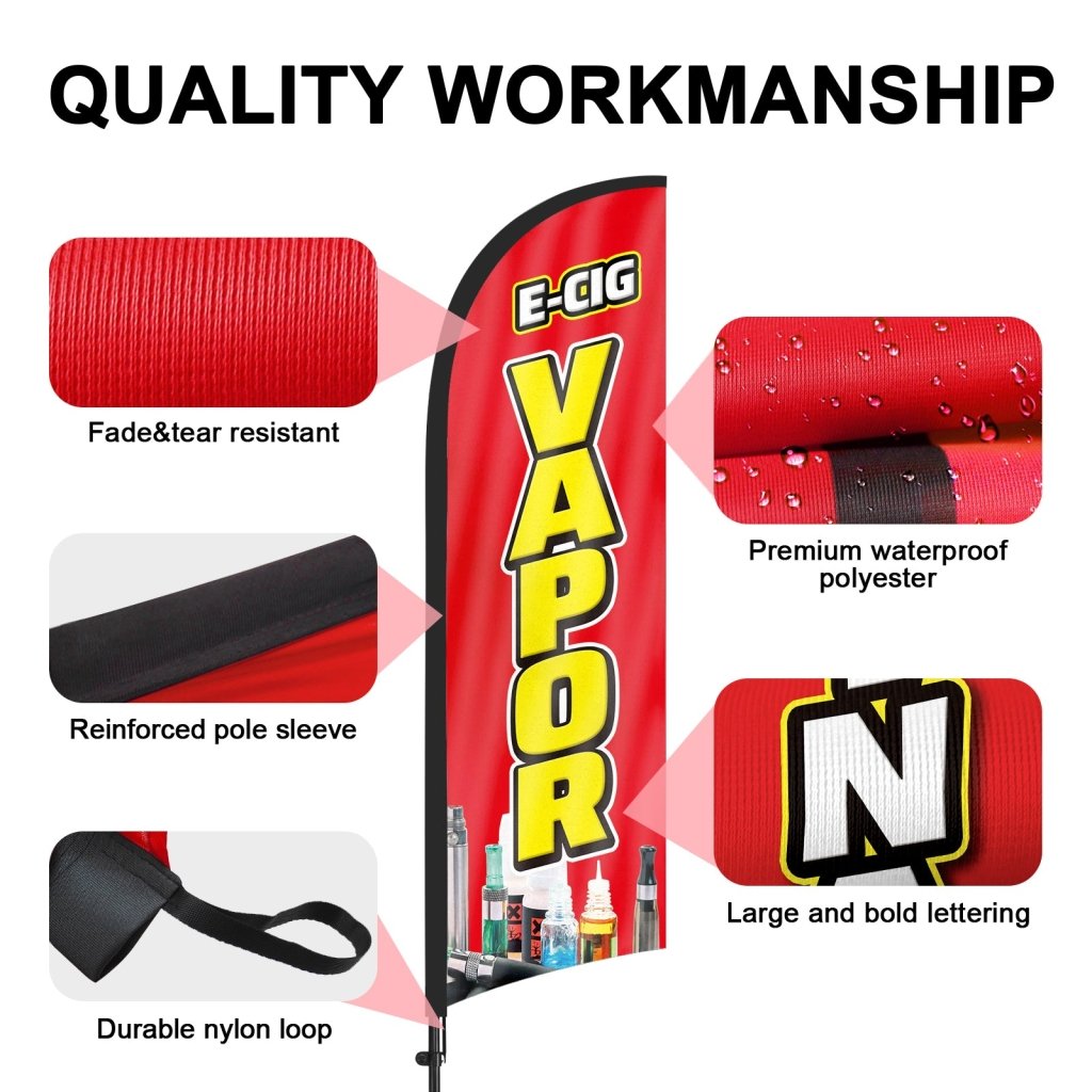 8ft E - cig Vapor Feather Flag With Pole kit