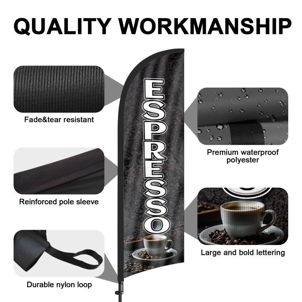 8ft Espresso 01 Feather Flag Kit with Pole and Stake