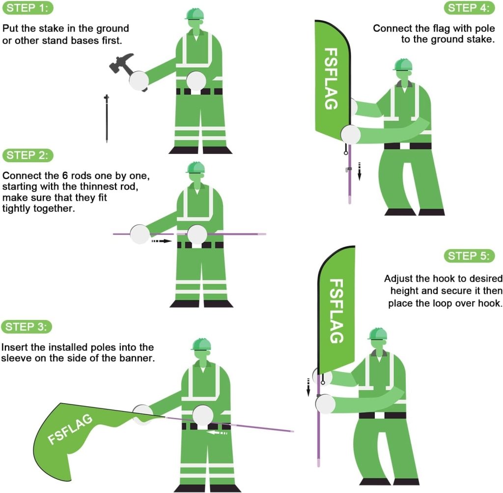 8Ft Falafel Feather Flags with Pole and Ground Stake