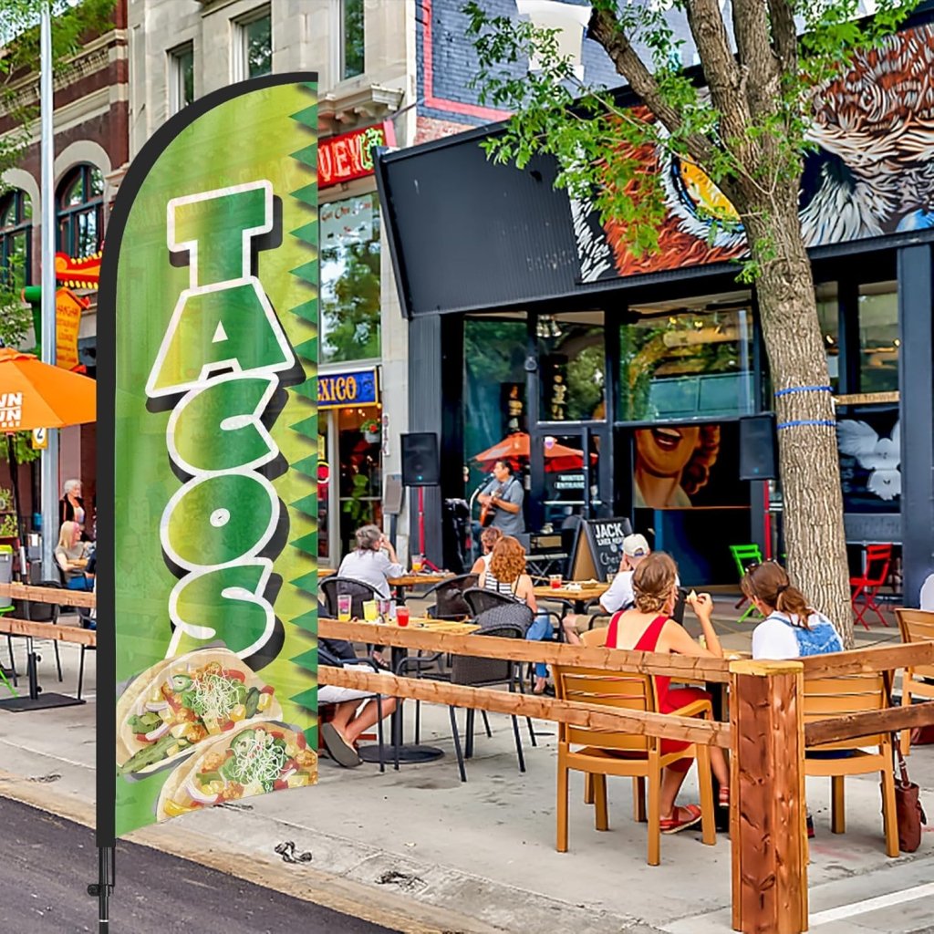 8Ft Feather Banner for Tacos Burritos Business 2Pack