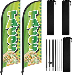 8Ft Feather Banner for Tacos Burritos Business 2Pack