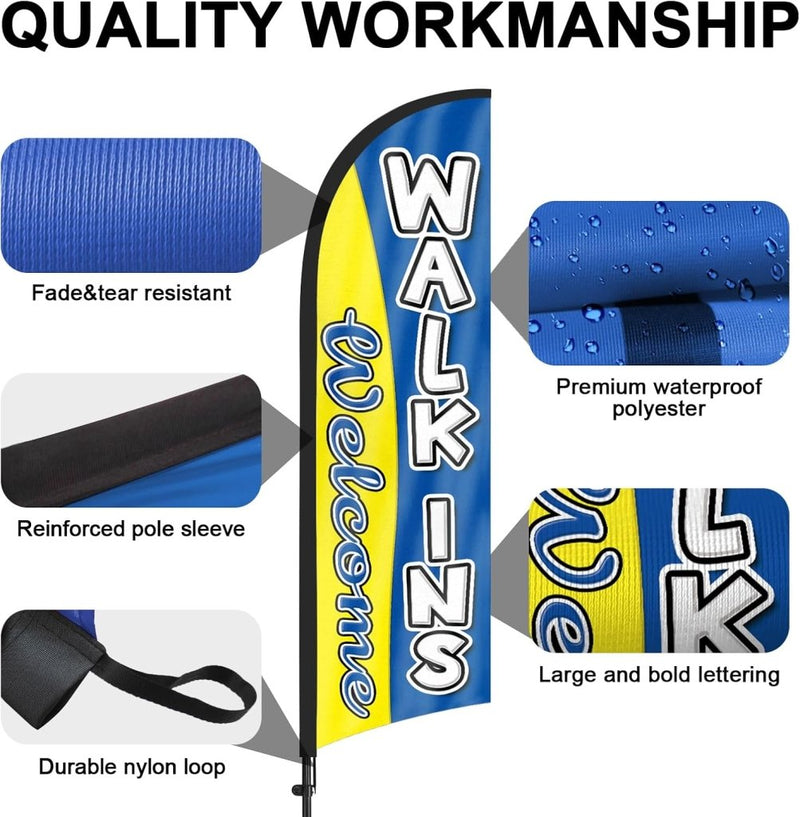 8Ft Feather Flag Banner Sign for Barber Shop Business 2Pack