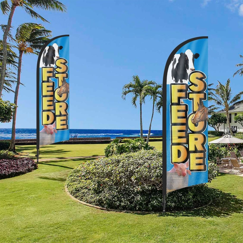 8Ft Feed Store Feather Flag with Pole & Stake