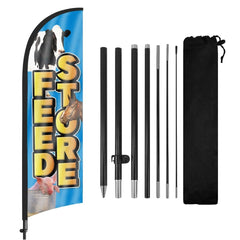 8Ft Feed Store Feather Flag with Pole & Stake