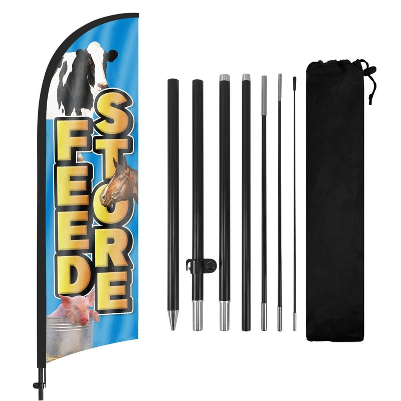 8Ft Feed Store Feather Flag with Pole & Stake