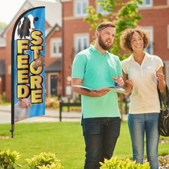 8Ft Feed Store Feather Flag with Pole & Stake