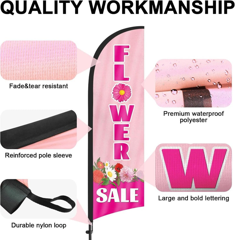 8ft Flower Feather Flag with Pole kit