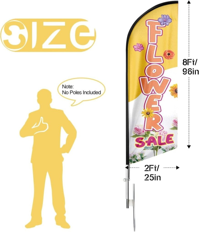 8Ft Flower Sale Advertising Feather Flag（Flagpole Not Included） - FSFlag