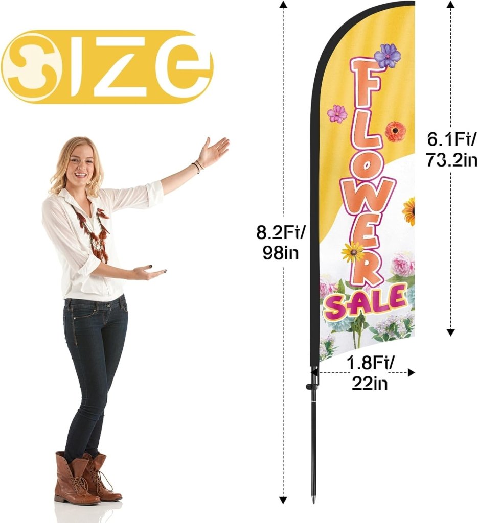 8ft Flower Yellow Feather Flag with Pole Kit