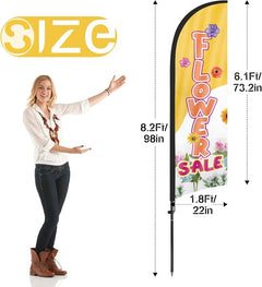 8ft Flower Yellow Feather Flag with Pole Kit