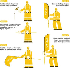 8ft Flower Yellow Feather Flag with Pole Kit