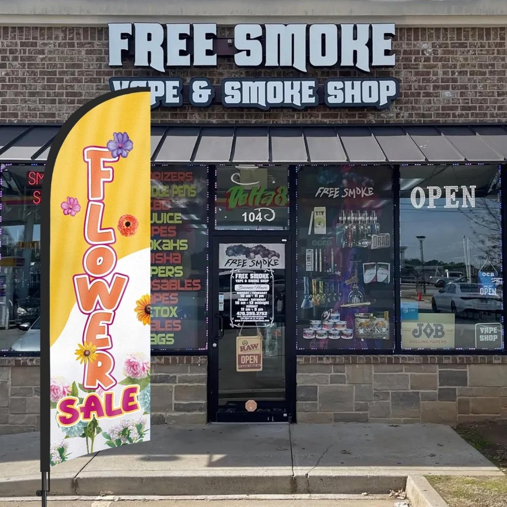 8ft Flower Yellow Feather Flag with Pole Kit