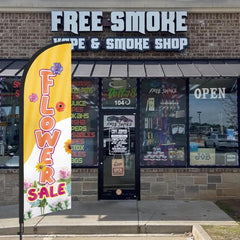 8ft Flower Yellow Feather Flag with Pole Kit