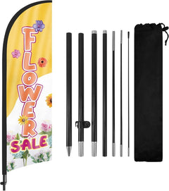 8ft Flower Yellow Feather Flag with Pole Kit
