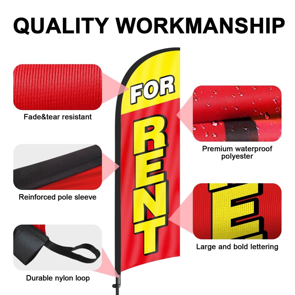8ft For Rent Feather Flag Pole Kit