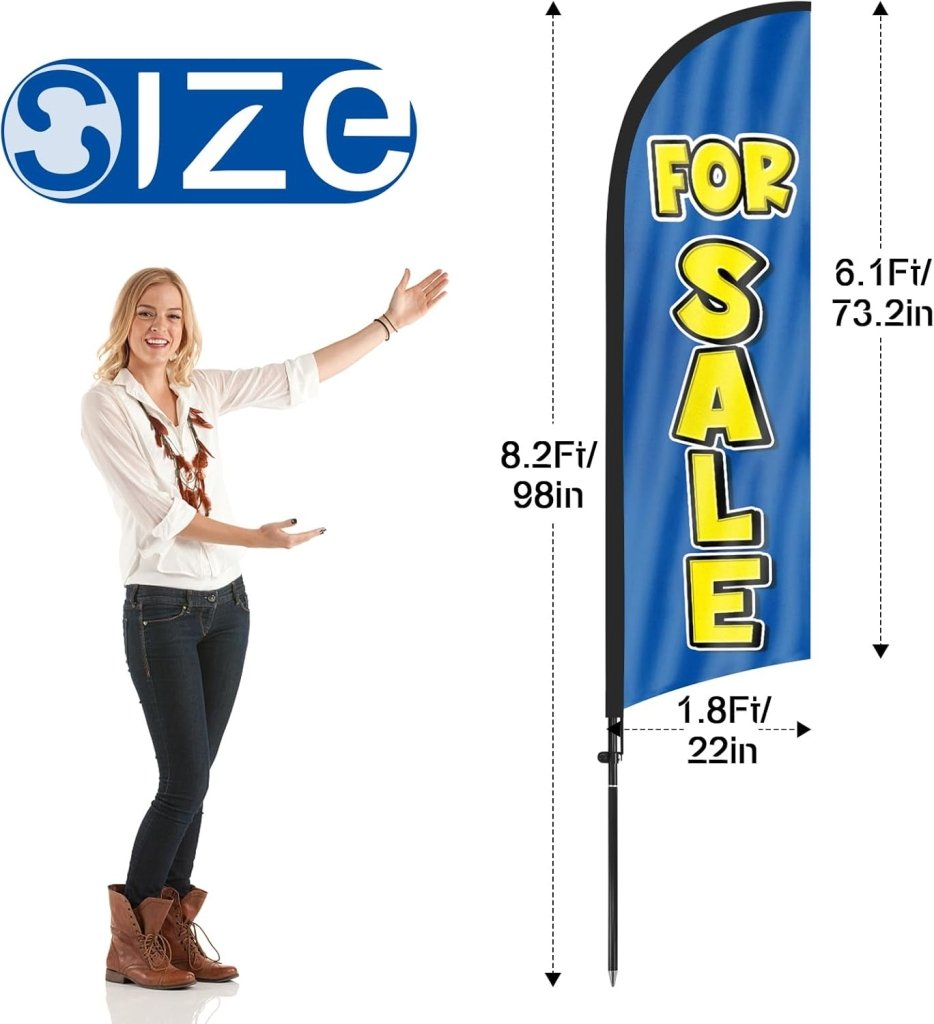 8FT For Sale 01 Feather Flags with Pole and Ground Stake