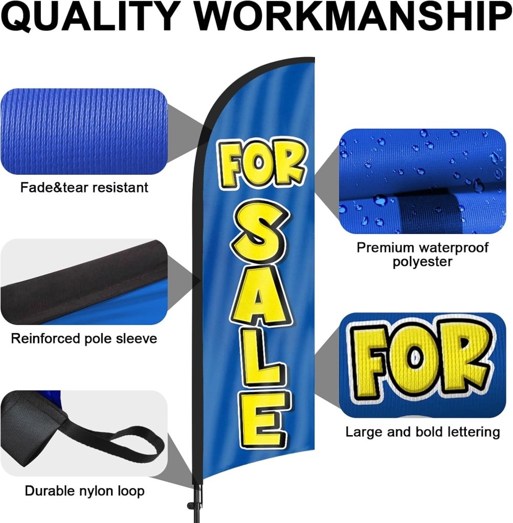 8FT For Sale 01 Feather Flags with Pole and Ground Stake