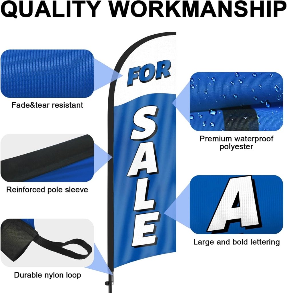 8FT For Sale Feather Flags with Pole and Ground Stake