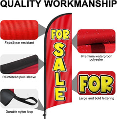 8FT For Sale Red Feather Flags with Pole and Ground Stake