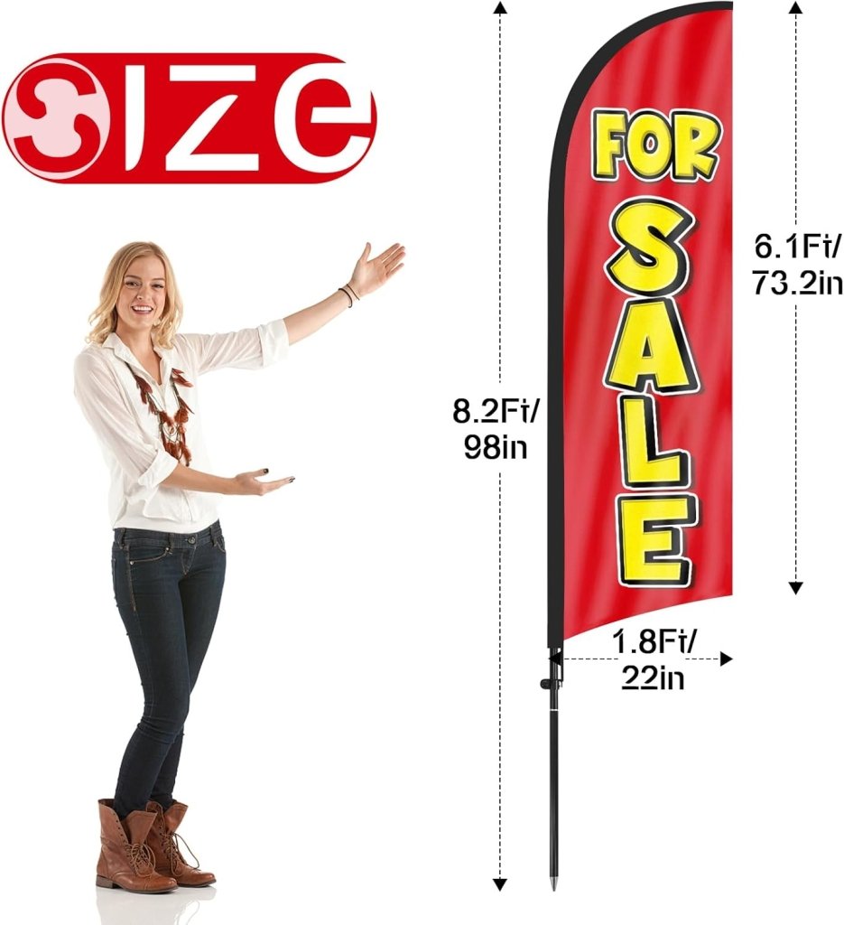 8FT For Sale Red Feather Flags with Pole and Ground Stake