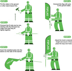 8ft Fresh Produce Feather Flag Kit - agriculture flags with Pole and Stake - FSFlag