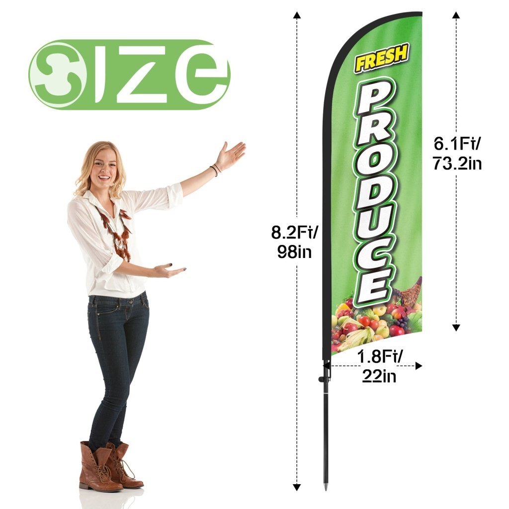 8ft Fresh Produce Feather Flag with Pole and Stake