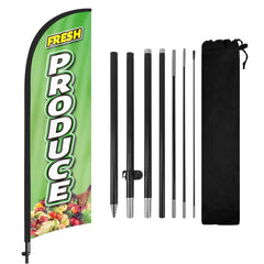8ft Fresh Produce Feather Flag with Pole and Stake