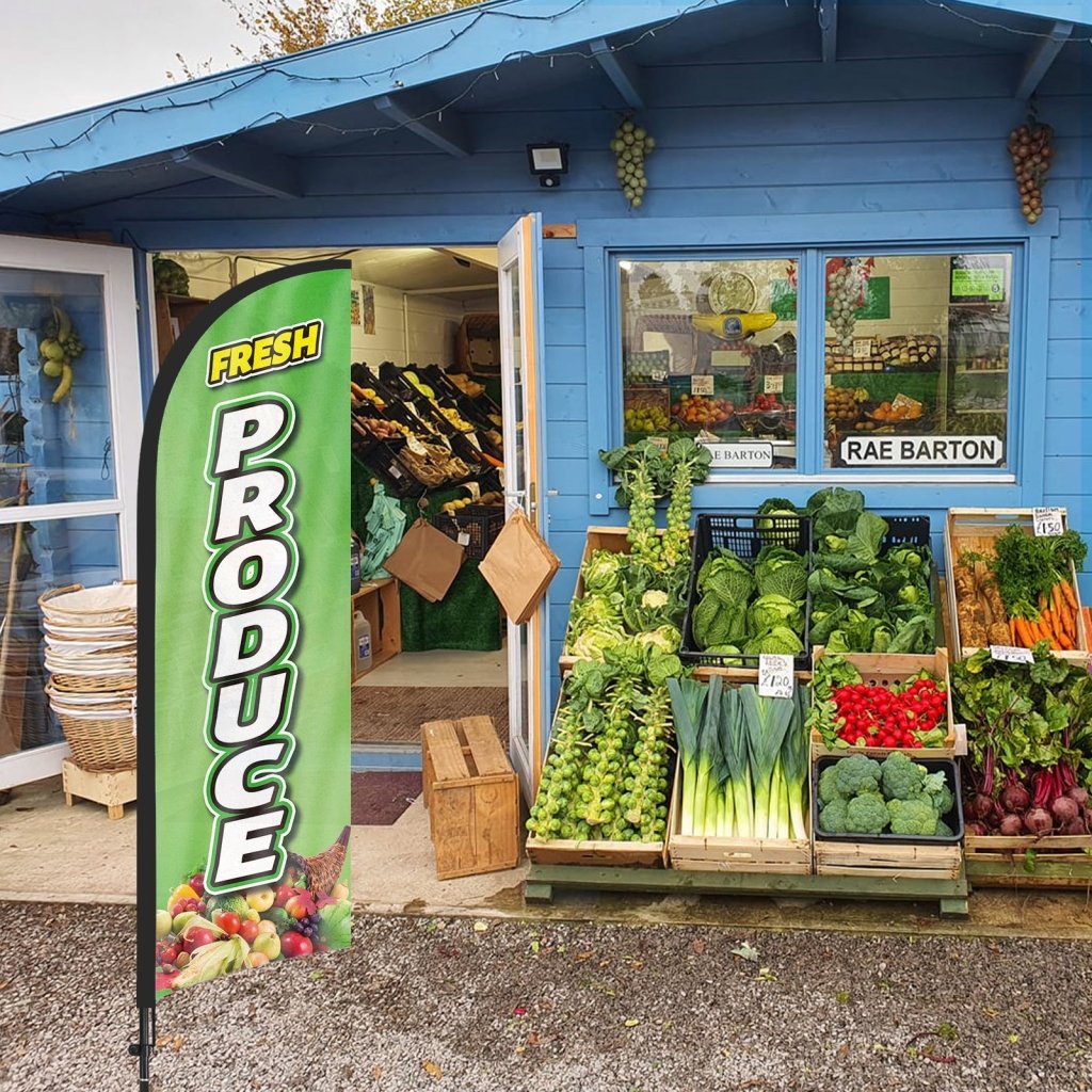 8ft Fresh Produce Feather Flag with Pole and Stake