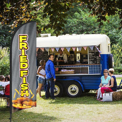 8ft Fried Fish Feather Flag Kit - Fish Fry Banner with Pole and Stake