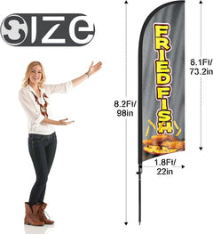 8ft Fried Fish Feather Flag Kit - Fish Fry Banner with Pole and Stake