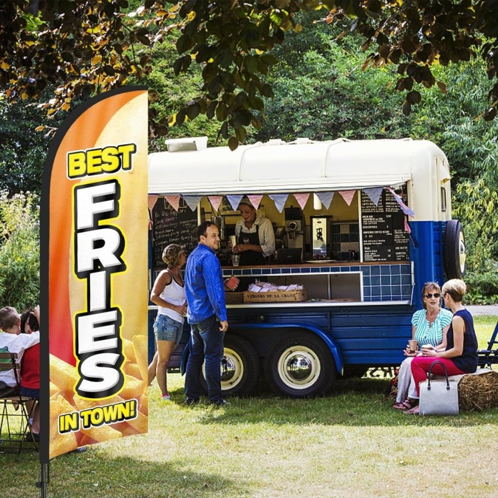 8ft Fries Feather Flag Kit - flag signs for business with Pole and Stake - FSFlag