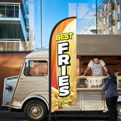 8ft Fries Feather Flag Kit - flag signs for business with Pole and Stake - FSFlag