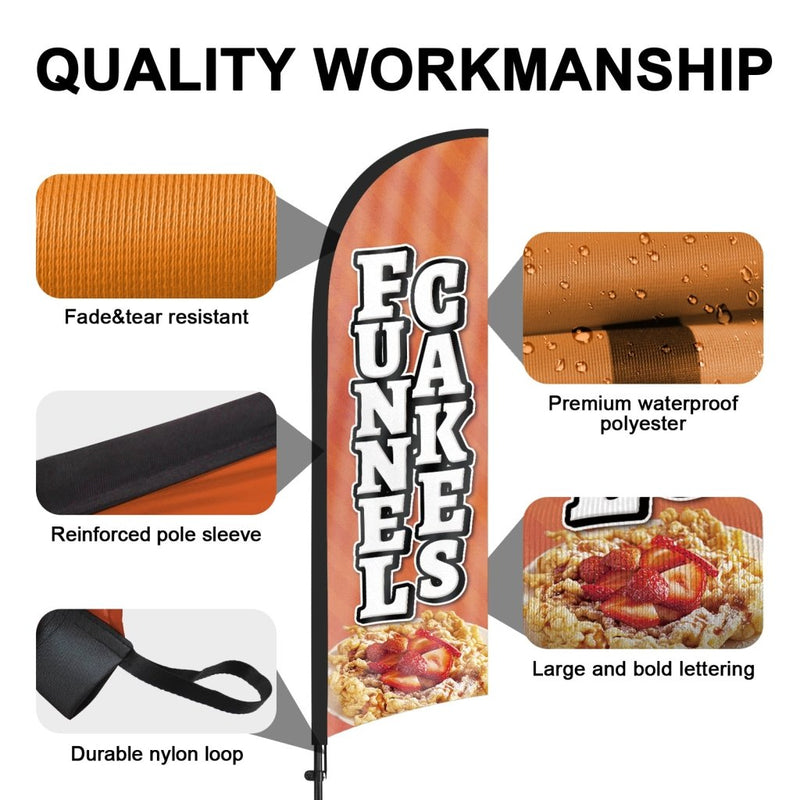 8ft Funnel Cakes Feather Flag with Pole and Stake