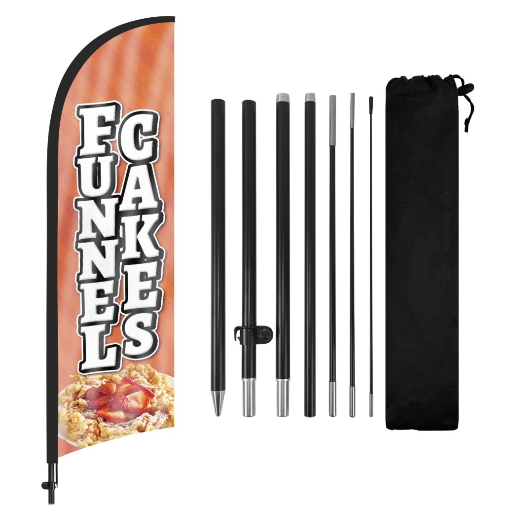 8ft Funnel Cakes Feather Flag with Pole and Stake