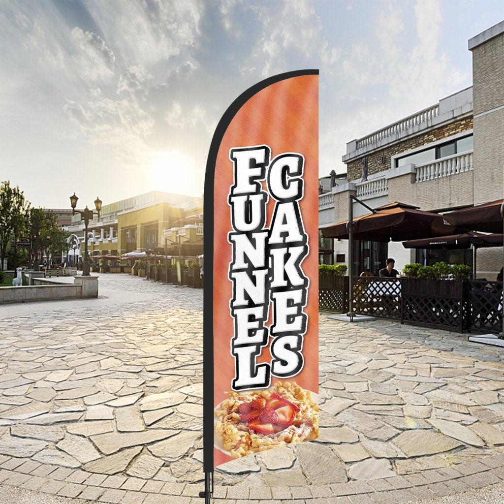 8ft Funnel Cakes Feather Flag with Pole and Stake