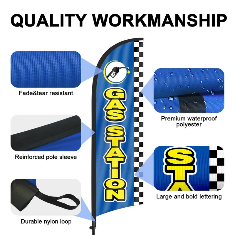 8ft Gas Station Blue Feather Flag Pole Kit