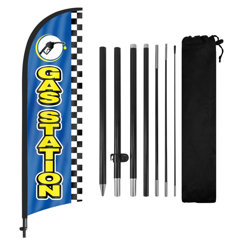8ft Gas Station Blue Feather Flag Pole Kit