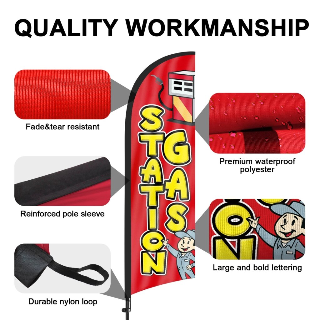 8ft Gas Station Red Feather Flag Pole Kit
