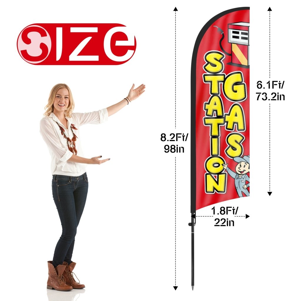 8ft Gas Station Red Feather Flag Pole Kit