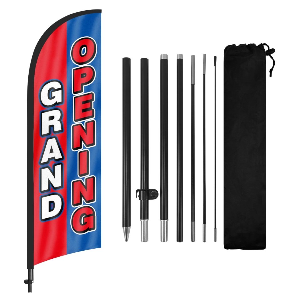 8Ft Grand Opening Feather Flag for Business with Pole and Ground Stake
