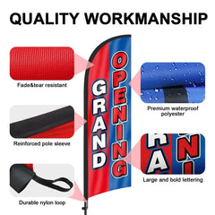 8Ft Grand Opening Feather Flag for Business with Pole and Ground Stake