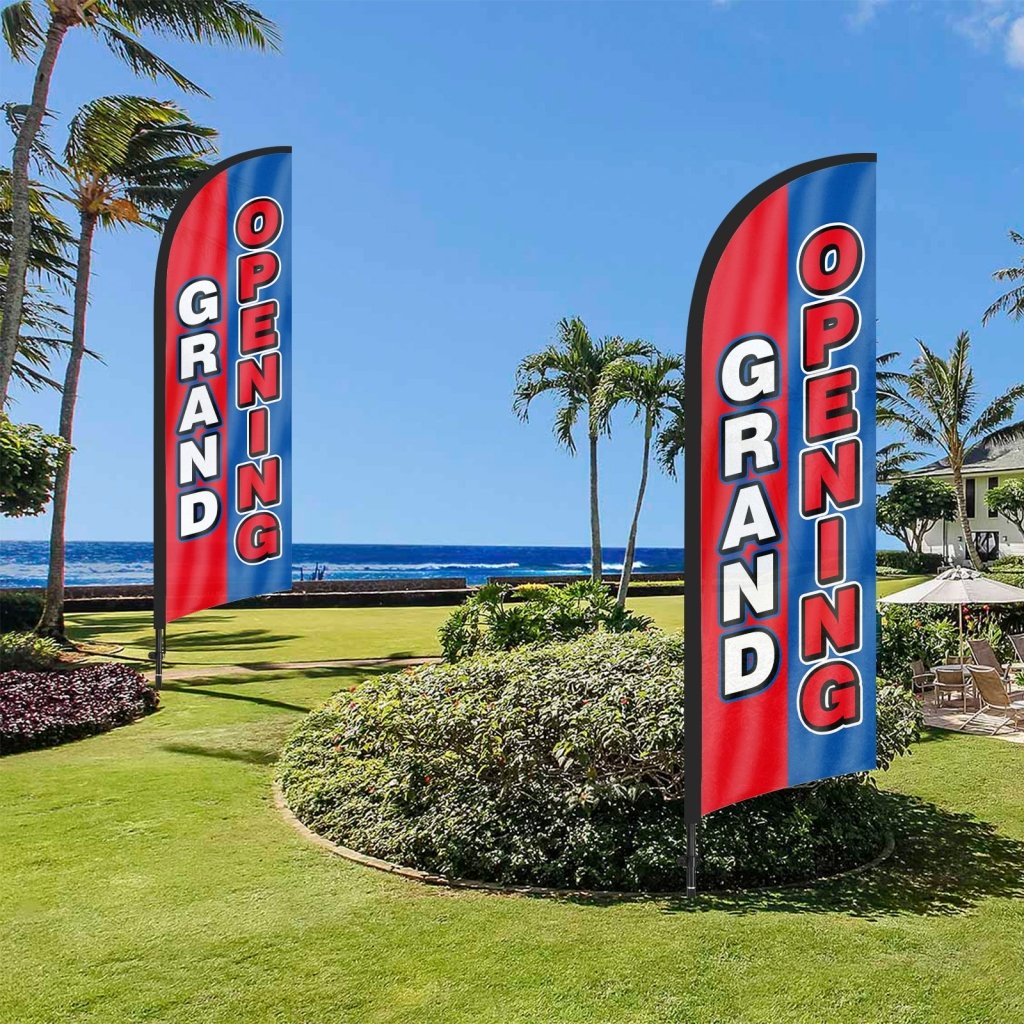 8Ft Grand Opening Feather Flag for Business with Pole and Ground Stake
