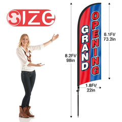 8Ft Grand Opening Feather Flag for Business with Pole and Ground Stake